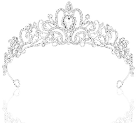 Diadema A Corona D'argento,Tiara Corona di Cristallo Diadema Donna Compleanno Corona Principessa Ideale per Una Varietà di Occasioni Tra Cui Matrimoni, Feste, Balli, Halloween e Servizi Fotografici