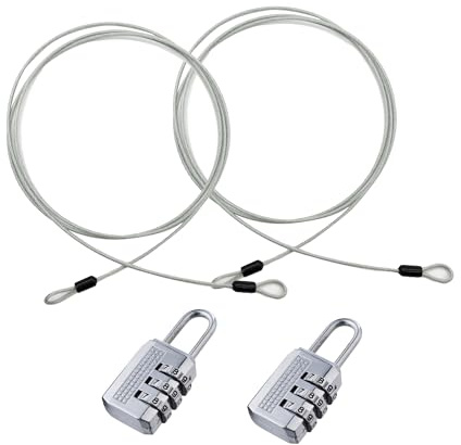 LIANCHEN 2 Pièces Câble à Boucles avec Serrure 3mm Câble Sécurité Verrouillageen en Acier Inoxydable Cable de Securite en Acier avec Double Boucle pour Vélo à Câble, Vélo Skateboard (Argent)