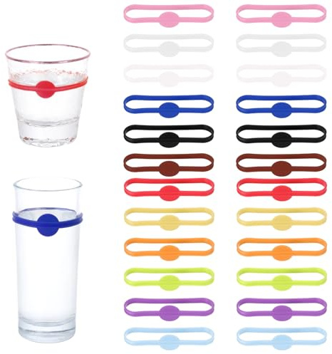CJMUQHEHH Set di 24 pennarelli riutilizzabili in silicone, per bicchieri, bicchieri da vino, decorazioni per feste