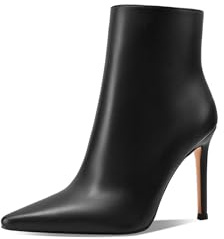 QUEEN HELENA Tronchetti con Tacco a Spillo Stivaletti a Punta Casual Eleganti Donna K4017 (Nero Pu, Sistema Taglie Calzature EU, Adulto, Donna, Numero, Media, 37)
