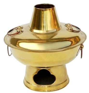 Pentola in rame vintage per Shabu con coperchio, ideale per stufati, riunioni e feste in casa, pentole resistenti per autentica esperienza hot pot