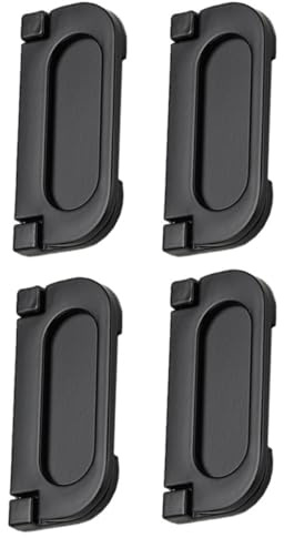 Kisangel 4 pièces Poignée Encastrée Aluminium Noir Mat pour Tiroirs et Armoires Lot de Design Discret pour Portes Coulissantes et Meubles Adaptée Cuisine et Salon