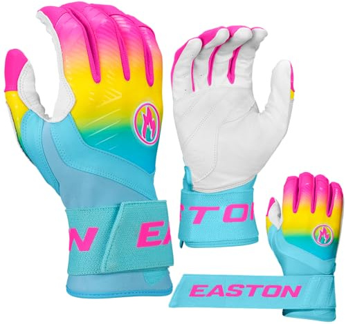 Easton | Walk-Off Ethos Locked-in Baseball Batting Gloves | Compression Wrist Strap | Thermal Fire | Adult Medium