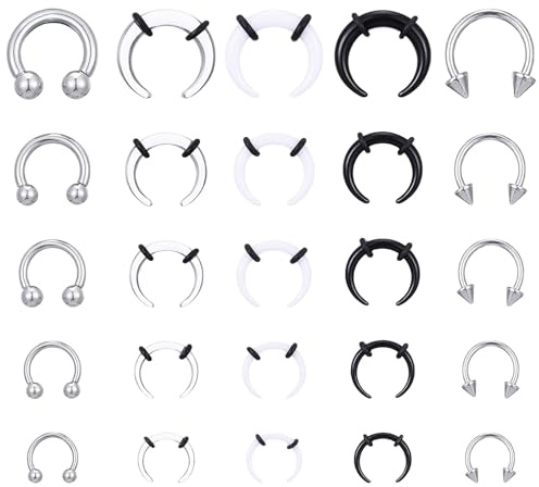 25pcs Septums Stretching Kit Acrylic Stainless Steel Septum Pincher Tapers