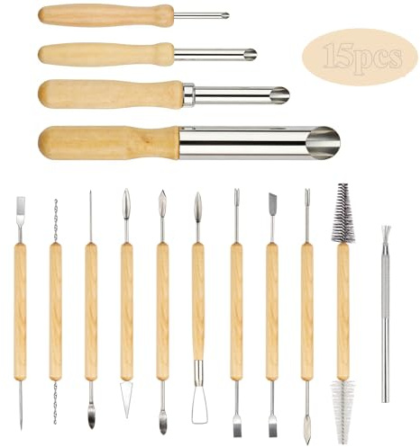 msymsyu 15 stycken modelleringsverktygsset modelleringsverktyg lerverktyg set krukverktyg gör-det-själv gravstygn kit präglingspenna lerverktyg polymer lerverktyg potta tillbehör för gör-det-själv