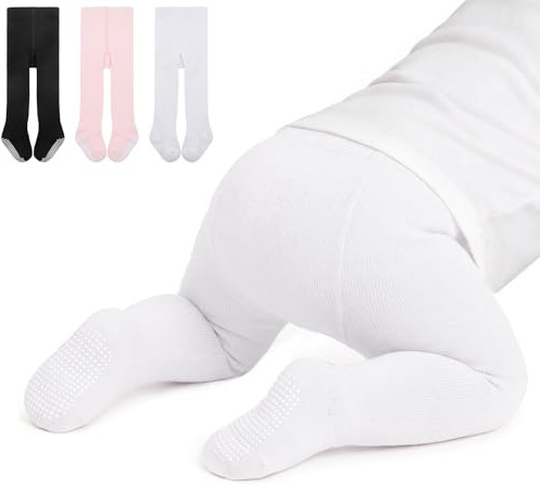 Zando 3 Pack Infant Tights Newborn Stockings Black White Pink 0-6 Mouths