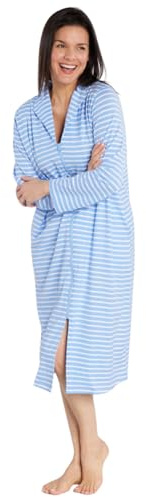 Suzy & Me Ladies 100% Cotton Zip Dressing Gown (UK, Numeric, 10, 12, Regular, Regular, DENIM)