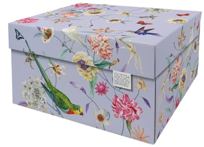 DDB Dutch Design Brand Dekorative Aufbewahrungsboxen mit Deckel – Größe: 38,9 x 31,8 x 21,1 cm – FSC zertifizierter recycelbarer Karton (Druck: Lavendelfarbener Himmel)