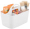 mDesign Schreibtisch Organizer – Bastelsachen und Nähutensilien Aufbewahrung für Knöpfe, Scheren, Farben etc. – tragbarer Stiftehalter mit 4 Fächern aus Kunststoff – weiß