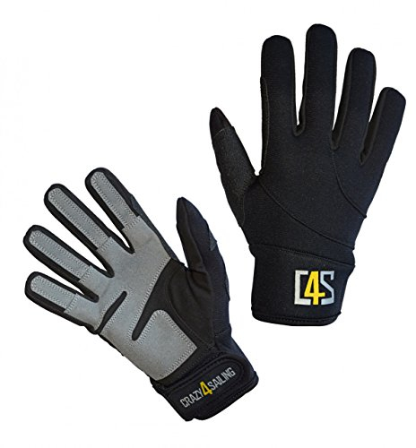 crazy4sailing Segelhandschuhe Neopren Vollfinger Segeln, Farbe:schwarz, Größe:S