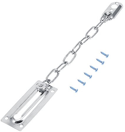 Yosoo Puerta de Acero Inoxidable Puerta de la Puerta de la Cadena de Seguridad Limitadores de la Puerta de Bloqueo de Seguridad Cerrojo con Tornillos Plata