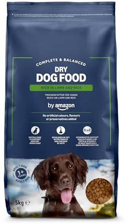 by Amazon - Complete Dry Dog Food for Adult Dogs, Rich in Lamb and Rice, 1 Pack of 5kg