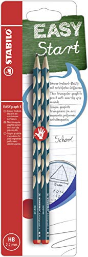 STABILO - Schmaler Dreikant-Bleistift für Rechtshänder - EASYgraph S in petrol - 2er Pack - Härtegrad HB