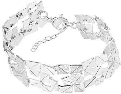 Heideman Armband Partis Damen - Aus hochwertigem Edelstahl silber farbend matt gebürstet besondere Glieder Armkette für Frauen verstellbar Partis Schmuckset