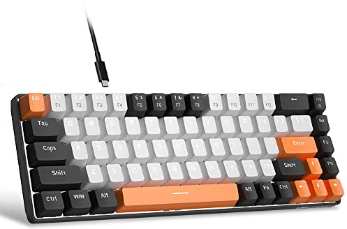 MageGee Portable 60% Gaming Mechanical Keyboard, Minimalist MK-Box Ice Blue Backlit Compact 68 Keys Wired Office Keyboard with Red Switch for Windows Laptop PC Mac Convenient(Carbon Black)