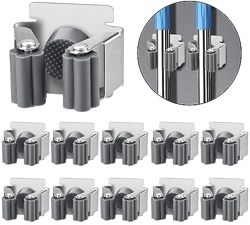 Joyseedi 10 Stück Besenhalterung Wand, Selbstklebend Gerätehalter Besenhalter Gartengerätehalter, Ohne Bohren Wandhalterung Besen Gartengeräte Aufhängu für Küche Zuhause Badezimmer Garage