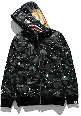 HEZEHAI - Sudadera unisex para jóvenes con capucha y cremallera completa de camuflaje, Negro-1, L