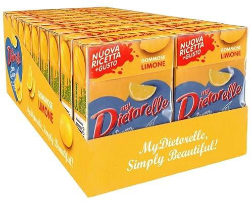 My Dietorelle Caramelle Gommose al Gusto di Limone, 100% Vegan, Senza Zucchero, Senza Glutine Box con 20 Astucci da 27g [NUOVA RICETTA]