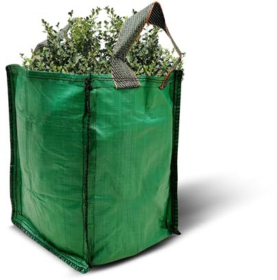 PRIMES DIY 1 Pack 120 Liters (45x45x60cm) Heavy Duty Garden Bags with Handles, Reusable Waterproof Green Woven PP Sacks, Industrial Fabric Bag Ideal for Collecting Garden Waste, Leaves & Grass