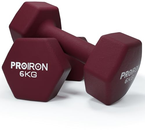 PROIRON Anti-Slip Hex Neoprene Dumbbell Pair 6kg