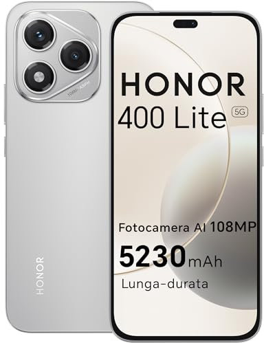 HONOR 400 Lite Smartphone 5G Dual SIM NFC, 256GB/8GB RAM, Simlockfrei Android-Handy ohne Vertrag (108MP mit AI-Kamerataste, 6,7 Zoll Display, 5230mAh, Android 15) Velvet Grey