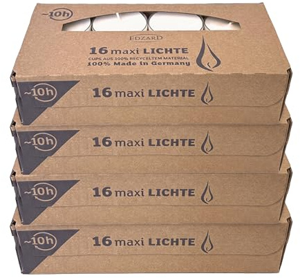 EDZARD 64 lumini Maxi diametro 54 mm bianco involucro in plastica trasparente senza profumo, durata 10 ore