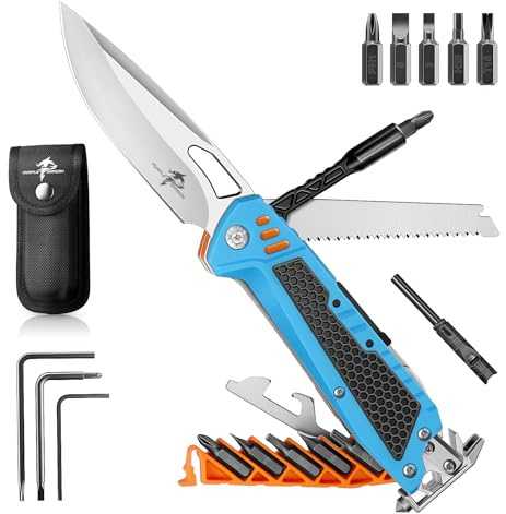 Purple Dragon Geschenke für Männer - 13 in 1 Multitool - Camping Taschenmesser - Männergeschenke, Papa Geschenk, Klappmesser, Geburtstagsgeschenk Gadgets für Männer, Blau