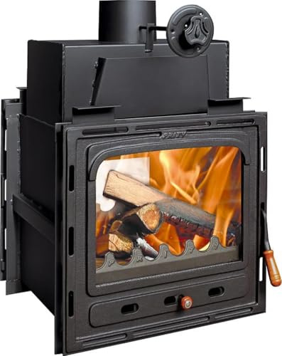 Prity Fireplace Insert 2 cm 13.5 kW | Wood Stove Insert A Efficiency | Diameter 150 mm Flue Pipe | Compact Stove | High Efficiency