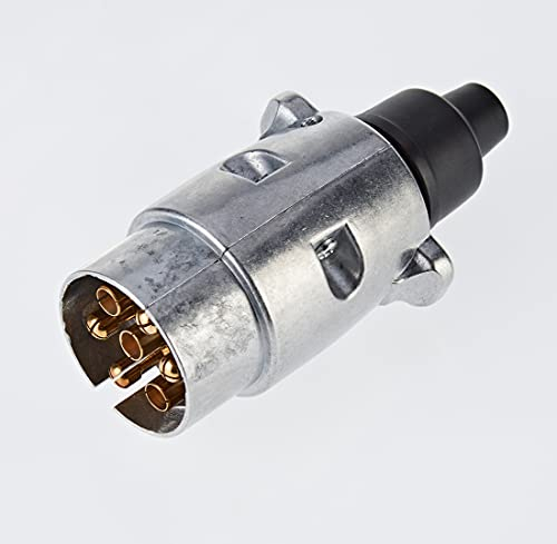UNITEC Stecker 7-polig, Metall, Schraubanschluss mit Zugentlastung, Belastbarkeit: 20 A bei 12 V, 1 Stück