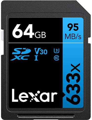 Lexar Professional 633x SD Card 64GB, SDXC UHS-I Card, Up To 95MB/s Read, for Mid-Range DSLR, HD Camcorder, 3D Cameras, LSD64GCB1EU633 (Product Label May Vary)