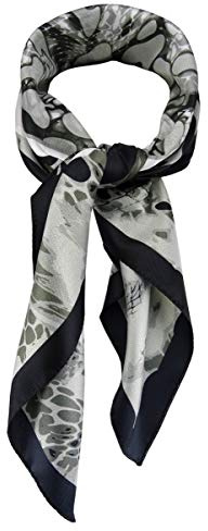 TigerTie Damen Nickituch Halstuch in grau silber schwarz olivstich gemustert - Größe 60 x 60 cm