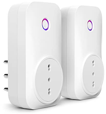 Meross Presa Smart Italiana, Monitoraggio Energetico, Presa WiFi (Type L) 16A 3840W, Controllo Remoto, Protezione Sovraccarico, Funzione Timer, Compatibile con Alexa, Google Assistant, 2 Pezzi, 2,4GHz