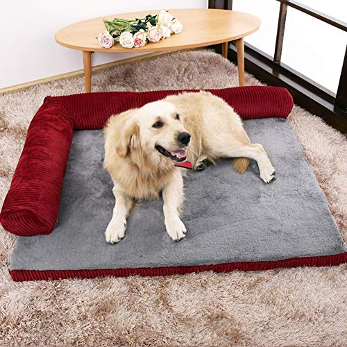 Yuly Lit orthopédique pour chien et chat, 105 x 90 cm, mousse à mémoire de forme, rembourrage très élastique, housse en velours côtelé doux pour grands chiens, amovible et lavable