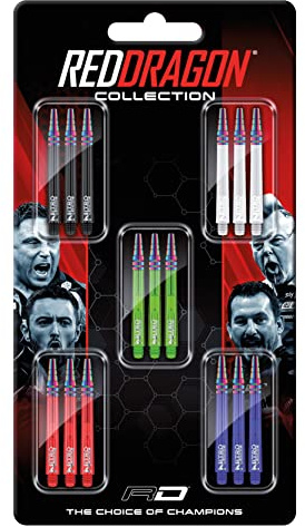RED DRAGON Collezione di aste Nitro Ionic per freccette, 5 set per confezione (15 corpi in totale)