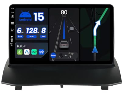 BXLIYER - [8-Core, 6G+128G] - Android 15 IPS Autoradio pour Ford Fiesta (2008-2019) - sans Fil Carplay + Android Auto - LED Caméra + MIC - 2 Din 9 Pouce - DSP Dab Volant WLAN 360-Caméra Fast-Boot AHD