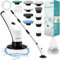 Brosse Nettoyage Electrique,[Amélioration de l'étanchéité IPX8] Homtronics Brosse Nettoyage Salle de Bain,sans Fil, avec Brosse en Acier Inoxydable pour Plancher,Voiture,Fenêtre,Cuisine