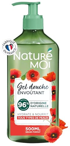 Naturé Moi - Gel Douche Envoûtant - Hydrate et Nourrit - Tous Types de Peaux - Coquelicots Bio du Limousin - 96% d'Origine Naturelle - 500 ml - Fabriqué en France