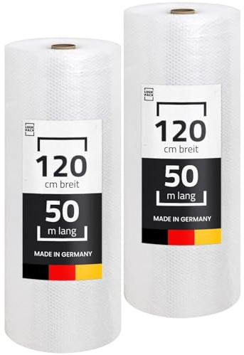 LOGIC PACK Rouleau Papier Bulle 50m x 120 cm - Protection Optimale Déménagement & Expédition - Film 2 Couches 50 Microns Résistant pour Objets Fragiles - Emballage Professionnel Antichoc