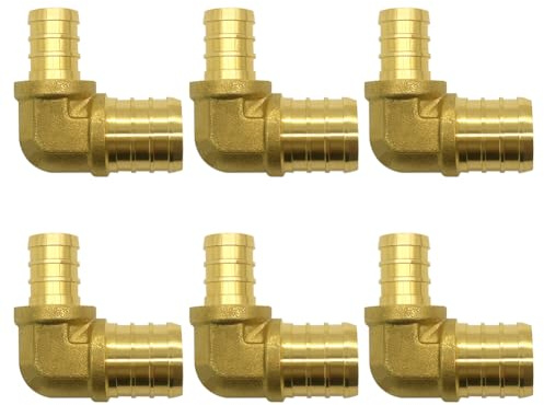 Hooshing 6 raccordi a crimpare in ottone massiccio PEX da 1/2 PEX a 90 gradi PEX