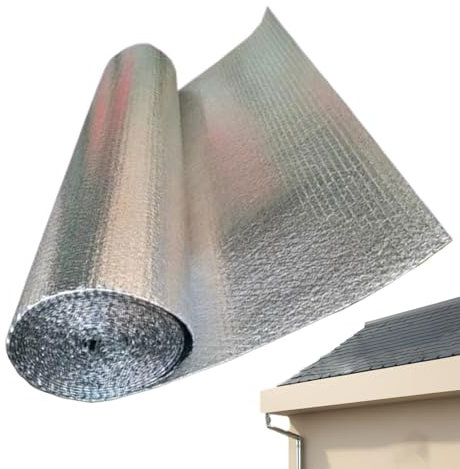 Aislamiento Térmico | Película Térmica Reflector - Hoja Aislante de Burbujas de Aluminio para Techo Ventana Ático Casa Garaje Coche