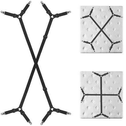 Zernavith 2Pcs Bed Sheet Clips for Bedding,Adjustable Crisscross Elastic Sheets Strap Fitted Sheet Corner Holder Fastener Grippers,Mattress Fasteners Grippers,Bedsheet Holder Suspenders Clip