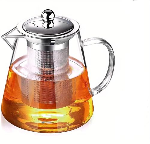 Teiera creativa in vetro, con filtro in acciaio inox resistente al calore, perfetta per tè e caffè (750 ml)