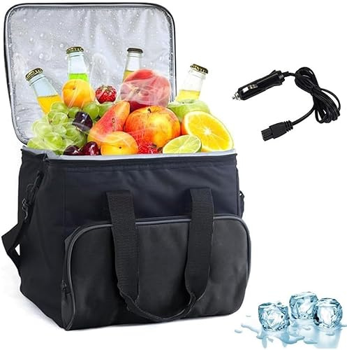 Zenith Bloom 15L Portable Electric Cooler Bag - 12V DC Car Cooler/Warmer 2-in-1, Leak-Proof Energy-Saving Cool Box with Shoulder Strap/Storage Pocket for Camping, Travel, Picnic, RV & Truck