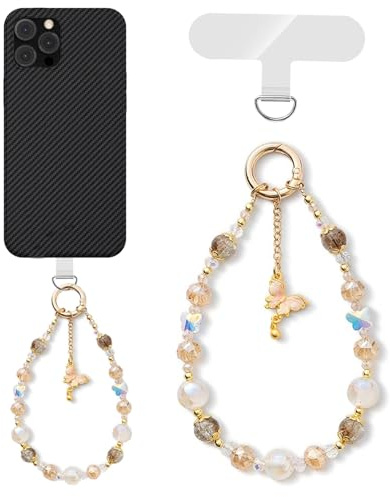 TENGWA Chaîne de Téléphone 15cm Papillon Rose Portable Poignet Court avec Clip de Cordon Dragonne de Lanière de Téléphone Divers Téléphones Portables Cadeaux pour Femmes