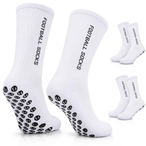 MewHunk 3 PAIRS Chaussette Antidérapante Foot, Chaussette Foot, Grip Socks Homme Antiderapantes, Football Socks Haute Adherence, Respirantes Compression, Confort, Anti Slip Performance Sport