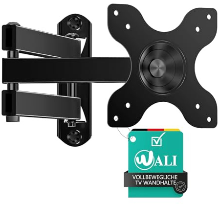 WALI Support Mural TV pour écrans 13 à 32 Pouces LED LCD, Support TV Inclinable et orientable, Support TV Mural avec VESA Max de 100x100mm Capacité Max de 15kg, Noir