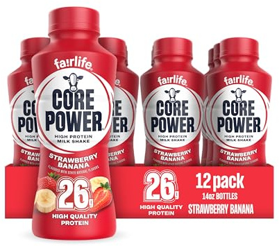 Core Power Protein Shake, Strawberry Banana, 26g Bottle, 14oz, 12 Pack