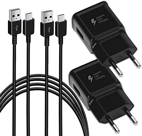 2er Pack Ladegerät mit Schnellladefunktion (USB Typ-C) Schnellladegerät mit Original Ladekabel 1,5m Für Samsung Galaxy S10/S9/S8/S10e/S10+/S8+/S9+/Note 8 9 10/S22/SS21+/S21 Ultra/ S20/Z Flip3