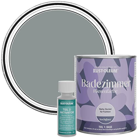 Rust-Oleum Grey Water-Resistant Bathroom Tile Paint in Gloss Finish - Slate 750ml