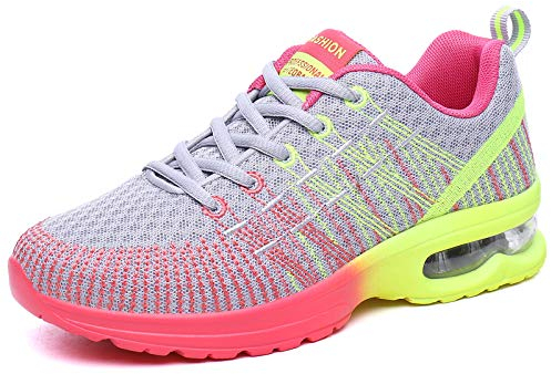 Hitmars Laufschuhe Damen Sportschuhe Luftpolster Atmungsaktiv Turnschuhe rutschfeste Leichtgewichts Straßenlaufschuhe Sneaker Joggingschuhe Walkingschuhe Fitness Schuhe Grau EU 39